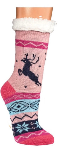 Hüttensocken Extra-Flauschig mit ABS, Rentier, ONE SIZE Damen