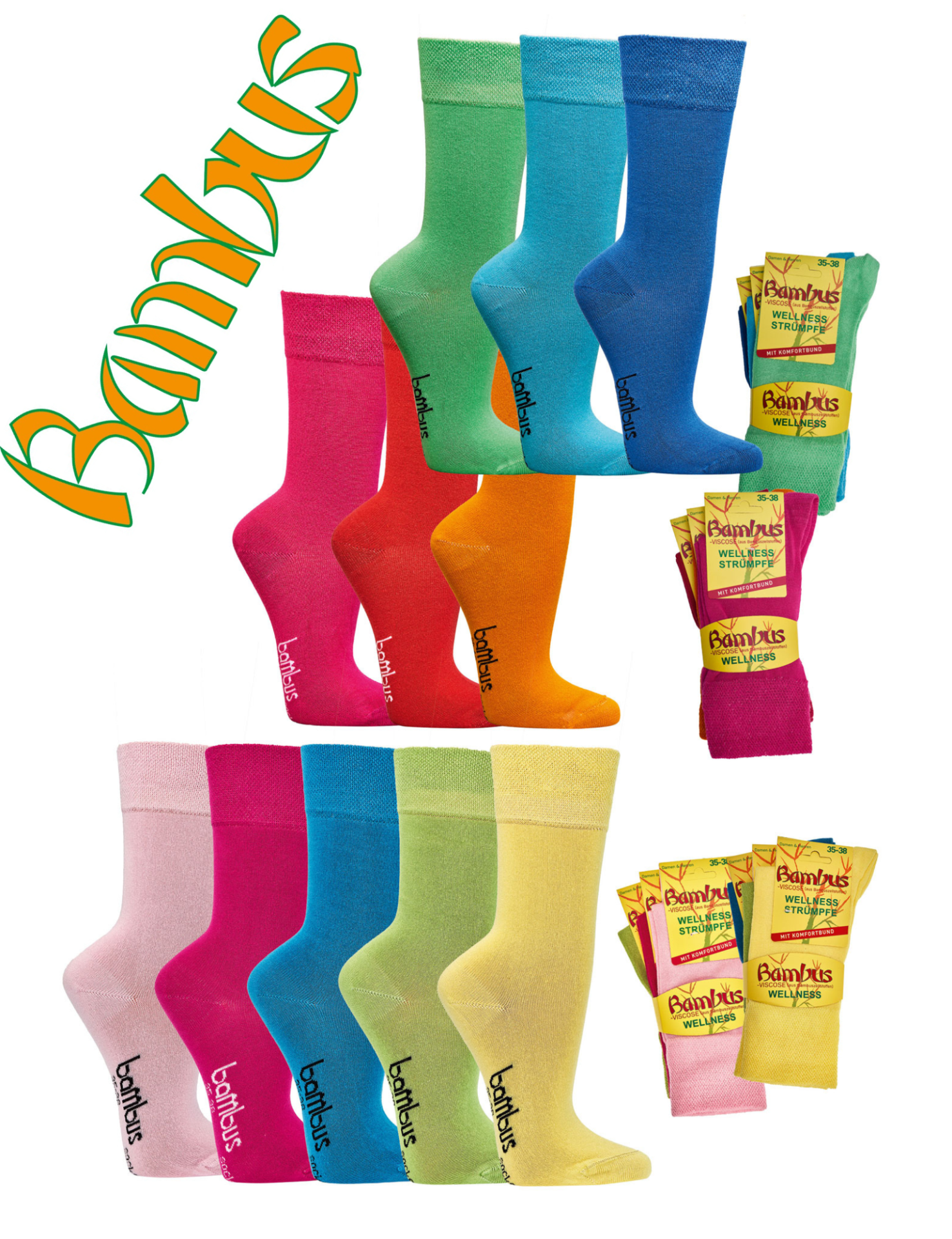 Viskose (Bambuszellstoff) Wellnesssocken, Bunt