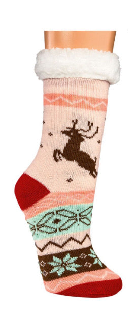 Hüttensocken Extra-Flauschig mit ABS, Rentier, ONE SIZE Damen