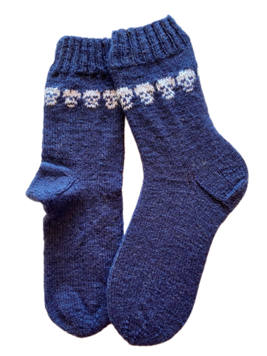 Handgestrickte Socken, Gr. 38/39, mit Faire-Isle- Technik
