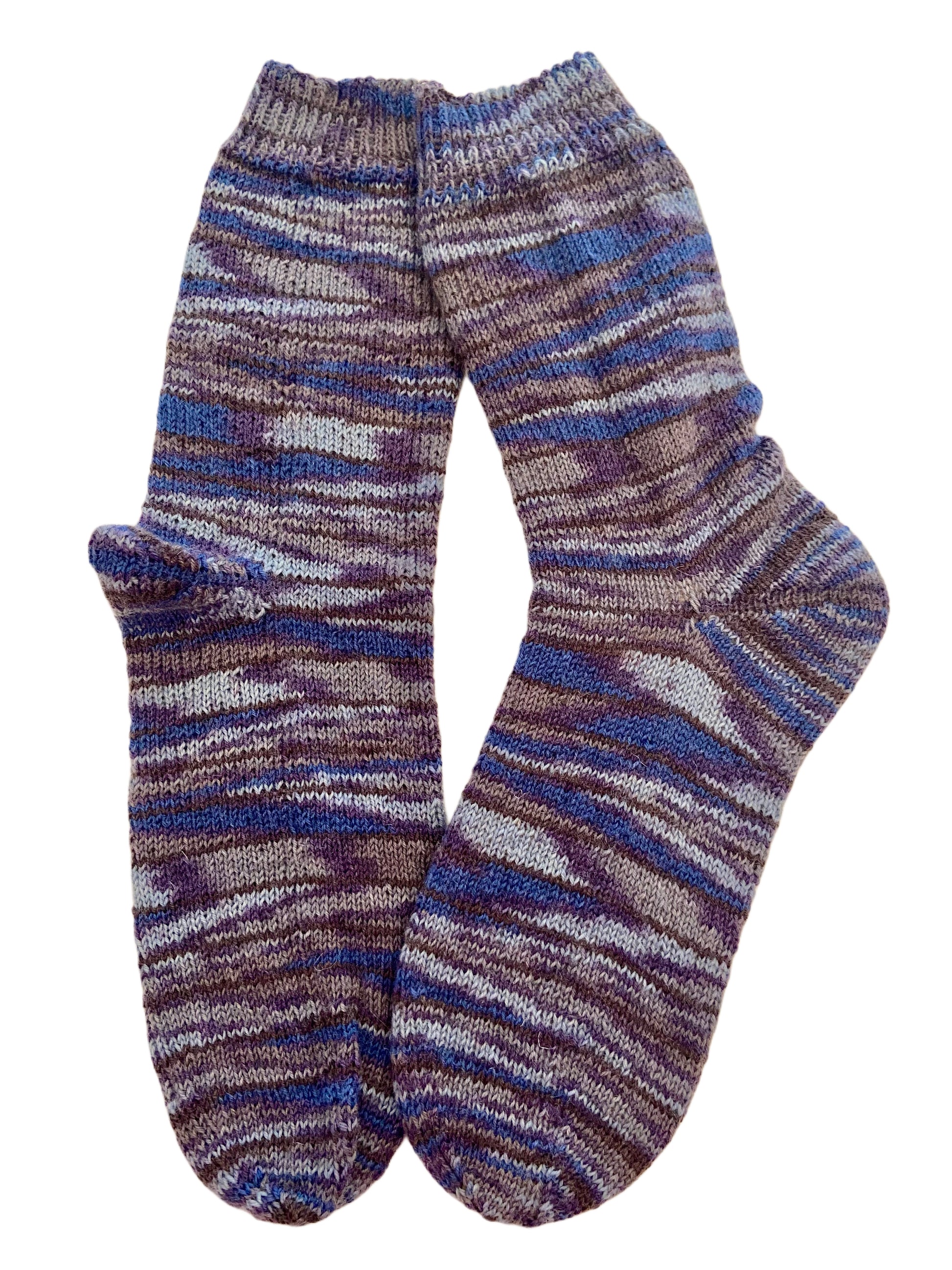 Handgestrickte Socken, Gr. 45/46, Blau