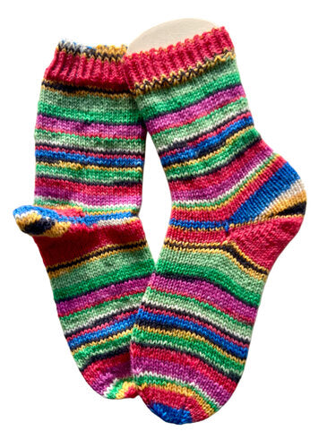 Handgestrickte Socken, Gr. 38/39, 6-fach