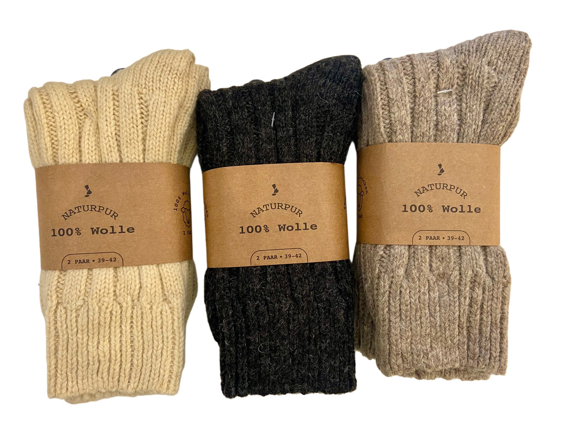 Herrensocke "Natur pur", 100% Wolle, 2er Pack