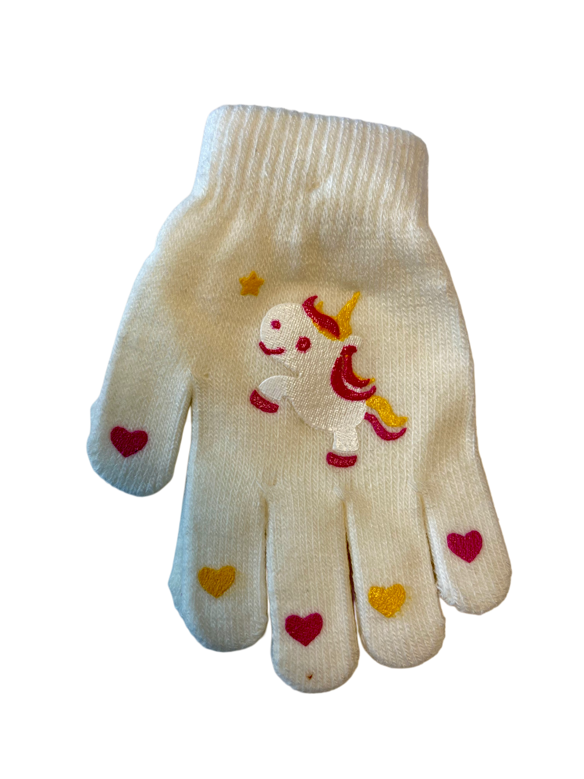 Gestrickte Kinderhandschuhe mit Einhornmotiv