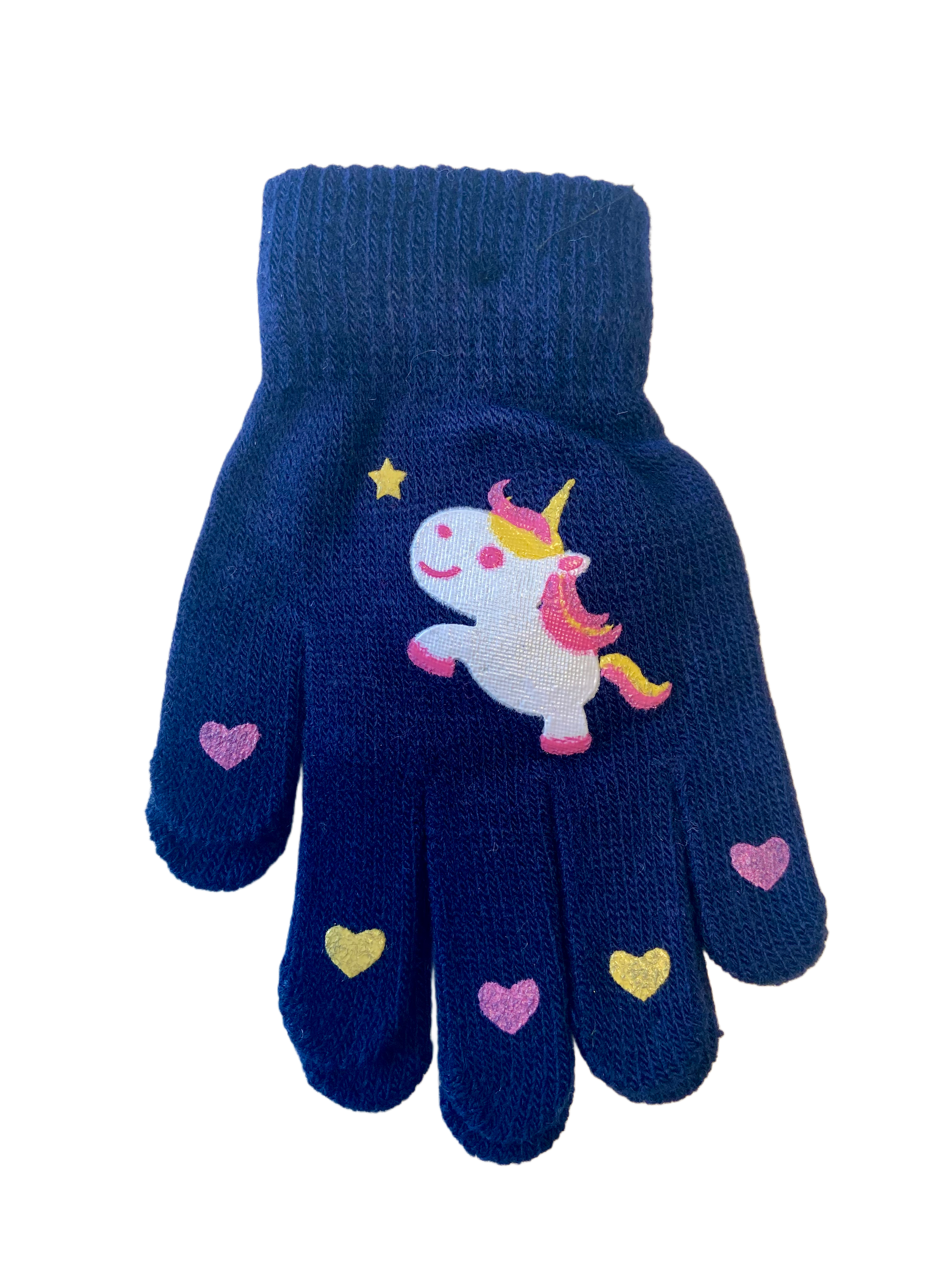 Gestrickte Kinderhandschuhe mit Einhornmotiv