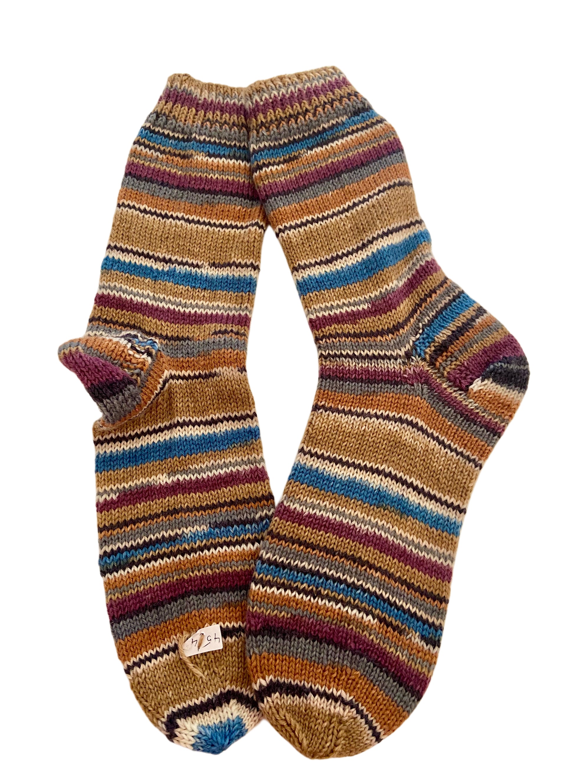 Handgestrickte Socken, Gr. 45/46, Blau, 6-fach