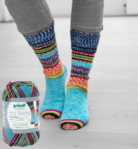 Sockenwolle, Hot Socks Simila, von GRÜNDL, 4-fach Strumpfwolle, (7,29€ / 100g)