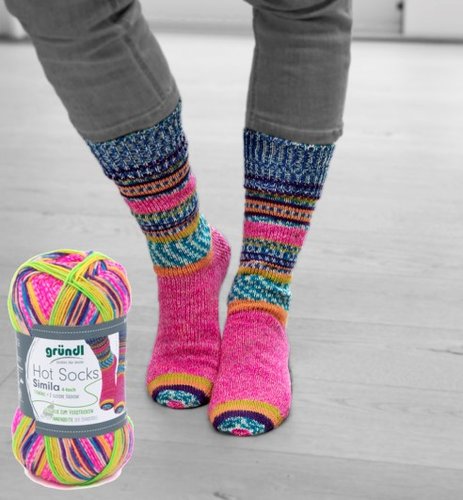 Sockenwolle, Hot Socks Simila, von GRÜNDL, 4-fach Strumpfwolle, (7,29€ / 100g)