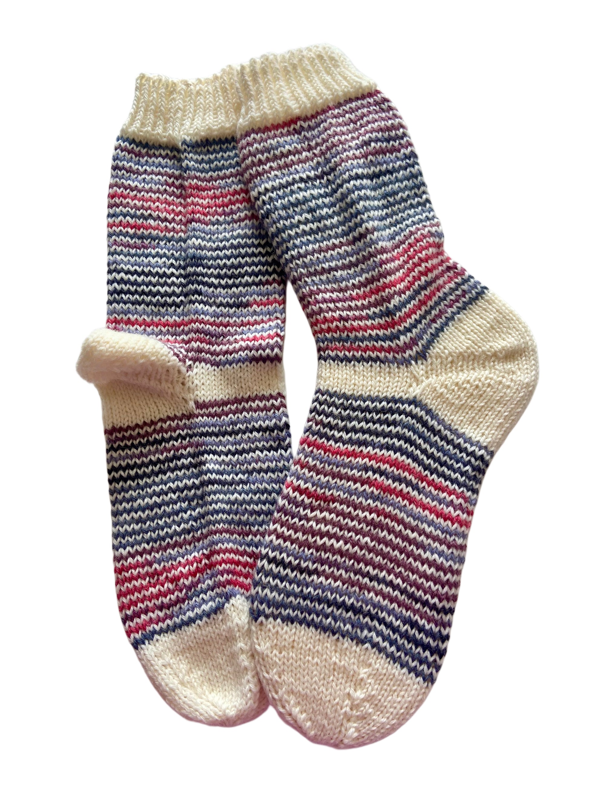 Handgestrickte Socken, Gr. 38/39, 6-fach