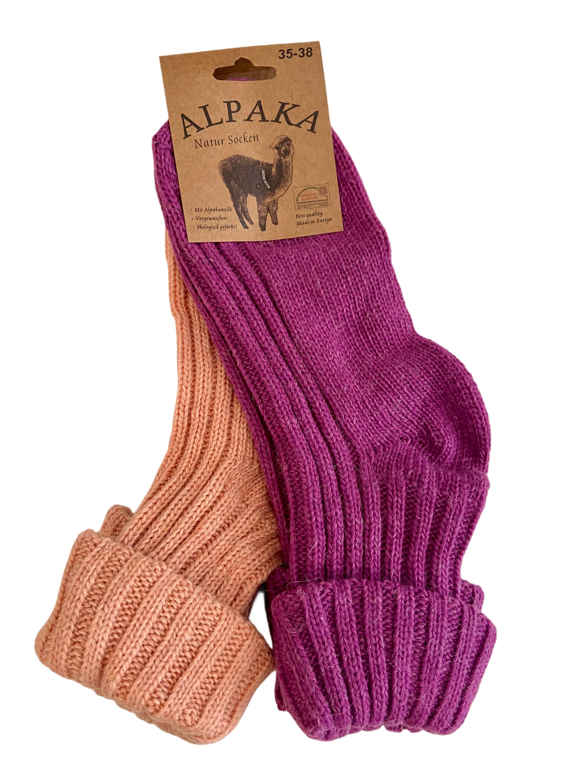 Umschlag-Söckchen mit Alpakawolle, Trendfarben, 2Paar