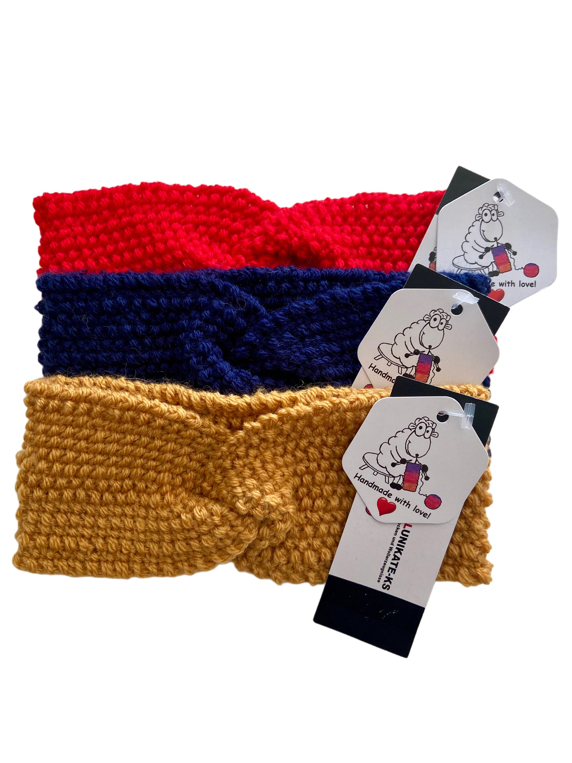 Stirnband mit Twist für Kinder, gestrickt, HANDARBEIT