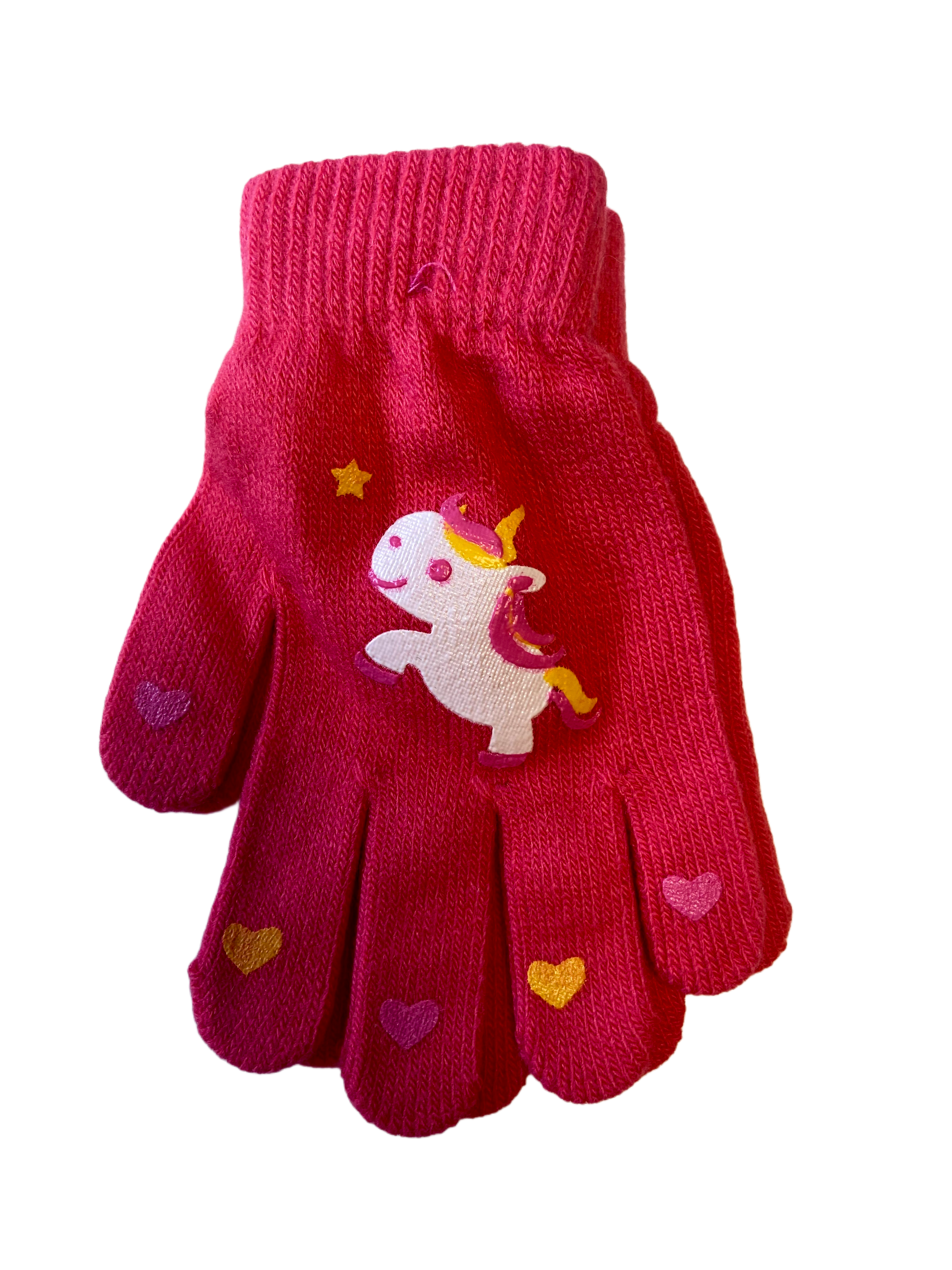 Gestrickte Kinderhandschuhe mit Einhornmotiv