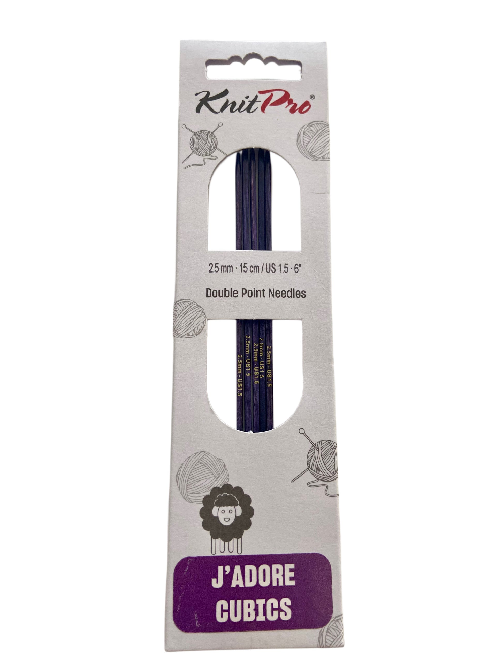 KnitPro Cubics, Nadelspiel Birkenholz, 15 cm, 3,5