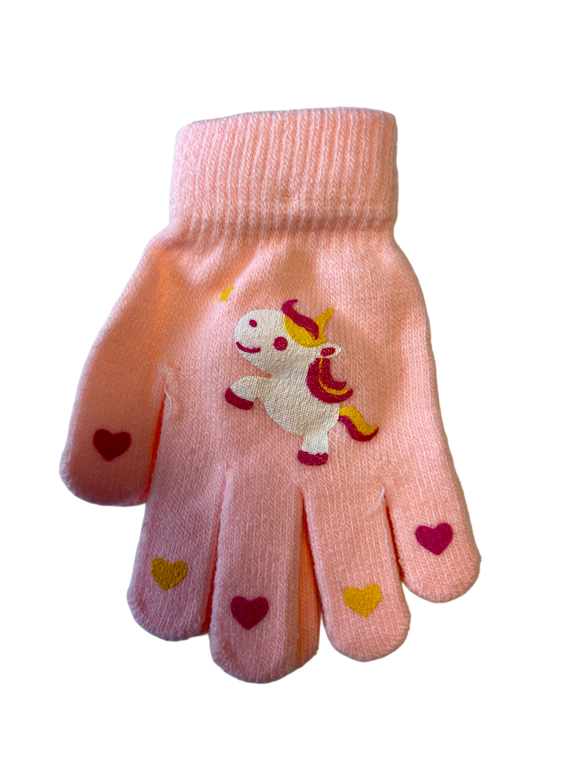Gestrickte Kinderhandschuhe mit Einhornmotiv