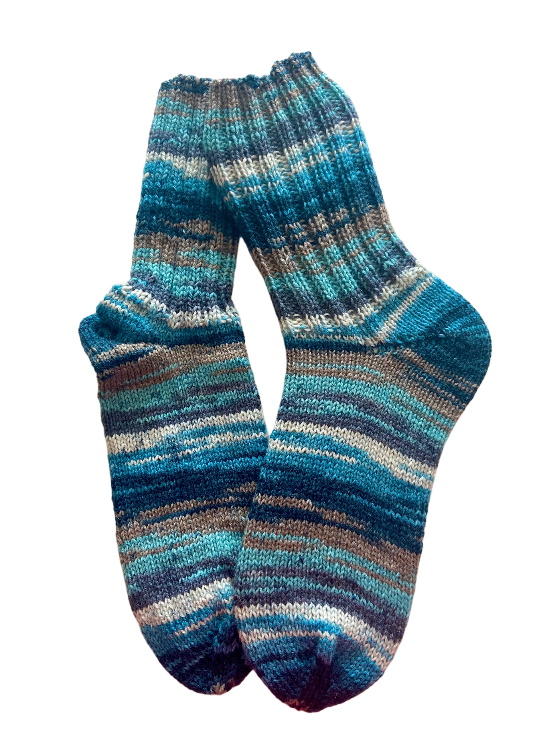 Handgestrickte Socken, Gr. 43/44, 6-fach