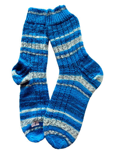 Handgestrickte Socken, Gr. 46/47, 6-fach