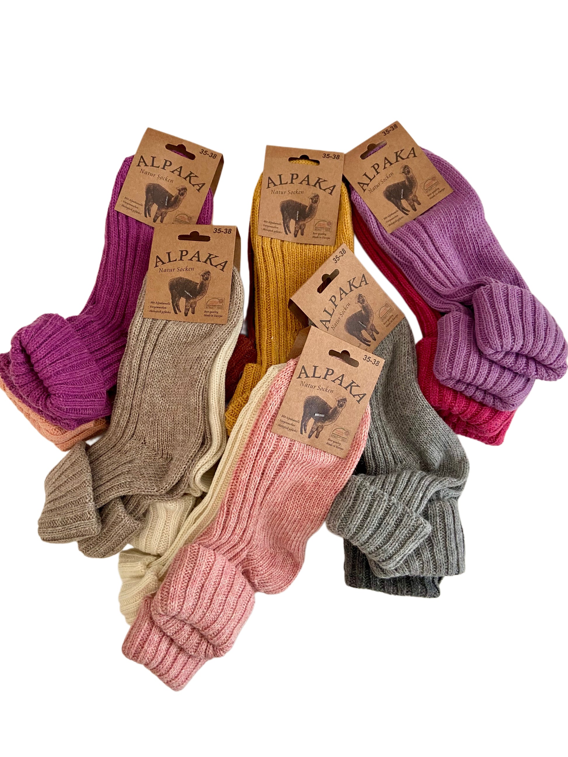 Umschlag-Söckchen mit Alpakawolle, Trendfarben, 2Paar