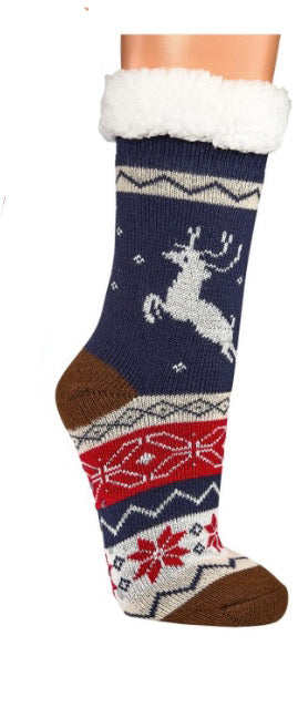 Hüttensocken Extra-Flauschig mit ABS, Rentier, ONE SIZE Damen