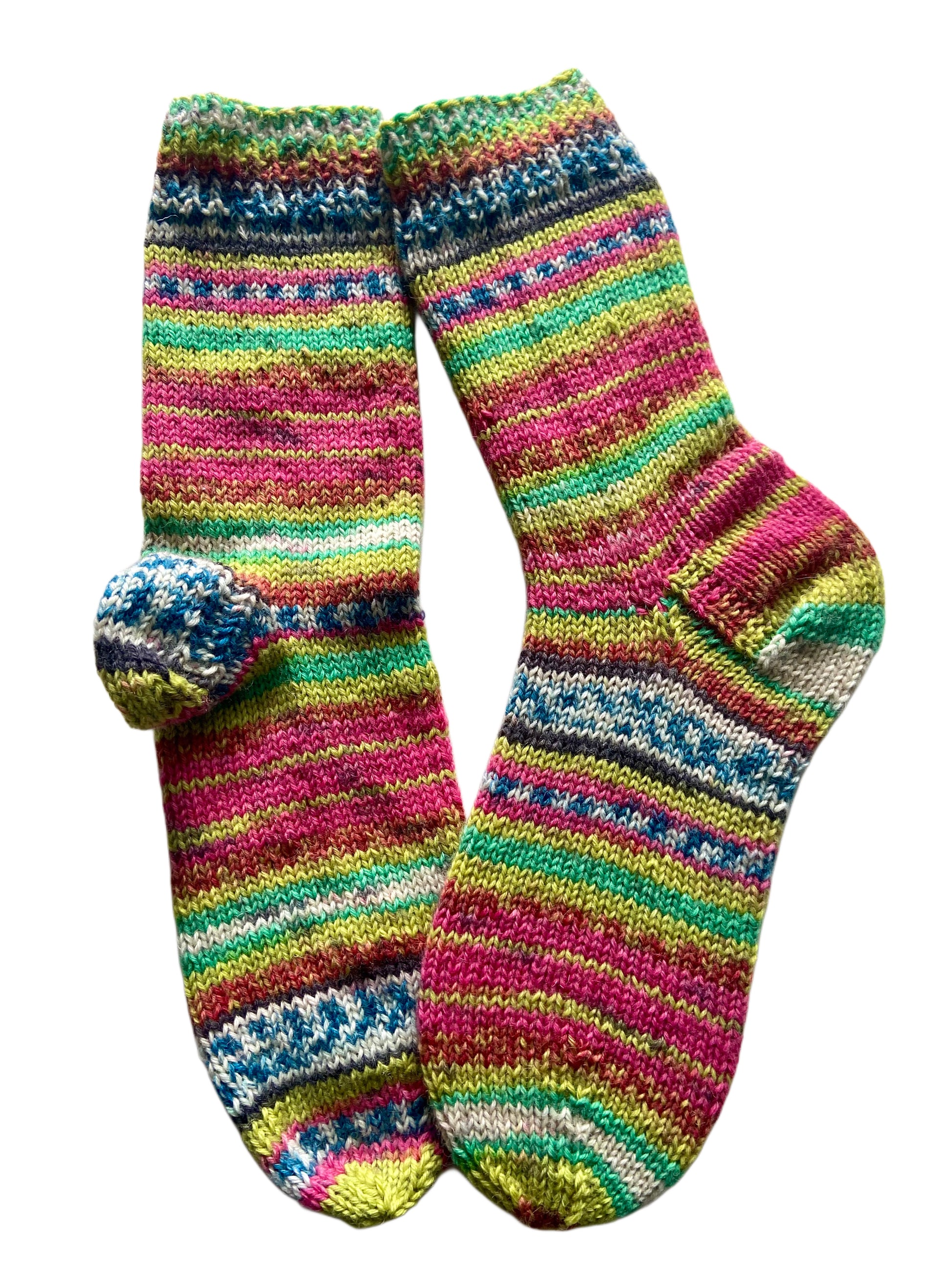 Handgestrickte Socken, Gr. 38/39, 6-fach