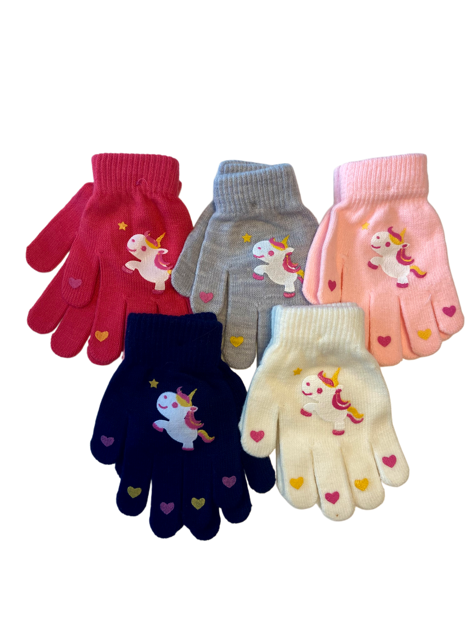 Gestrickte Kinderhandschuhe mit Einhornmotiv