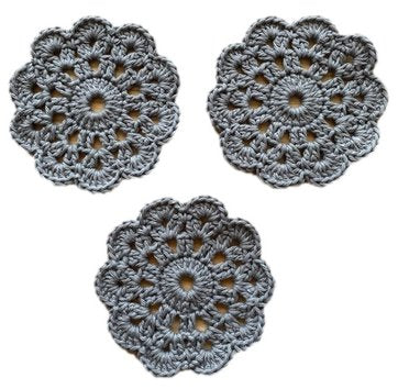 3er Set Untersetzer, Glasuntersetzer, gehäkelt, HANDARBEIT