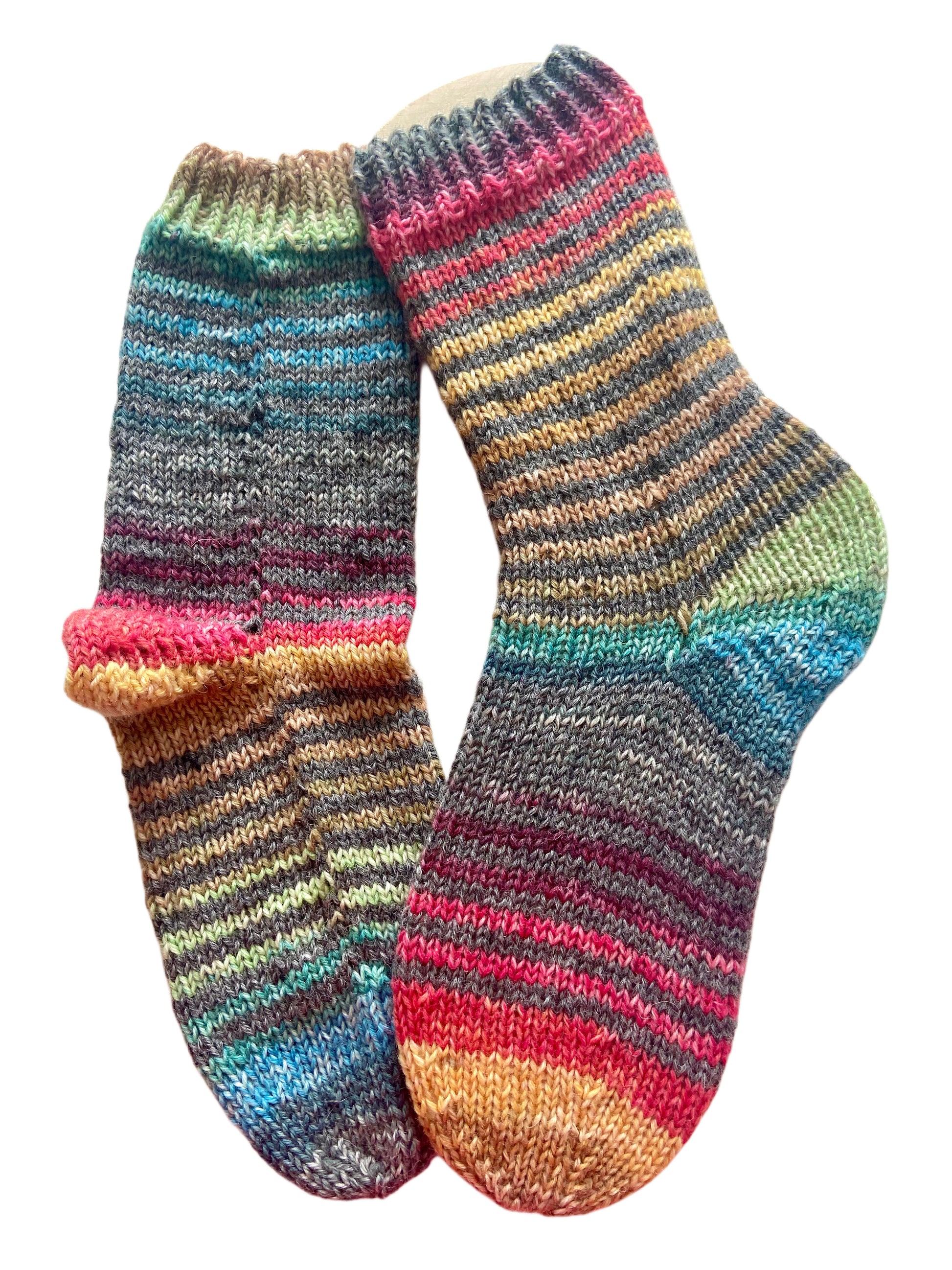 Handgestrickte Socken, Gr. 37/38, 6-fach