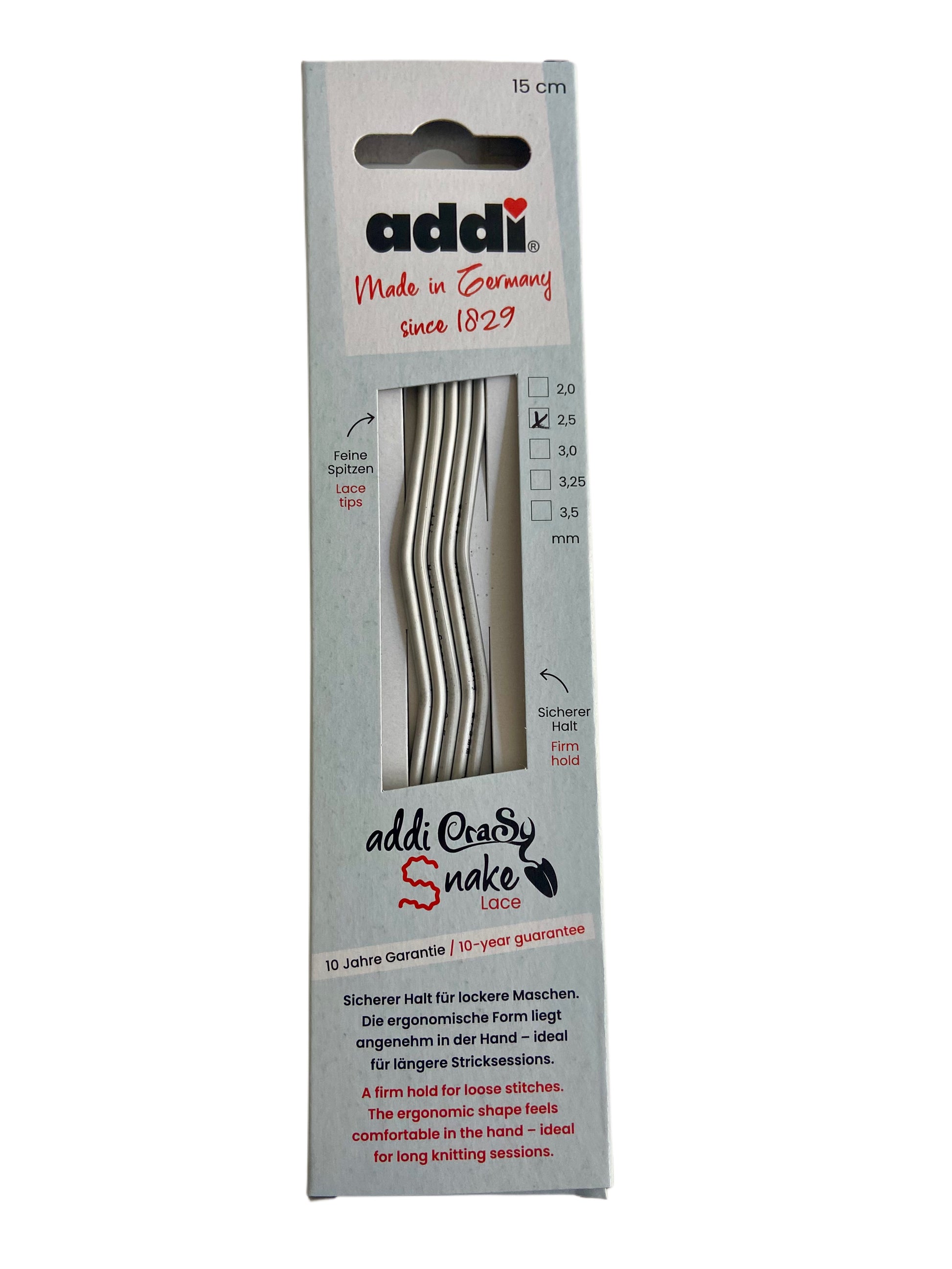 Addi Crasy Snake, Nadelspiel Aluminium, 15 cm, 2,5