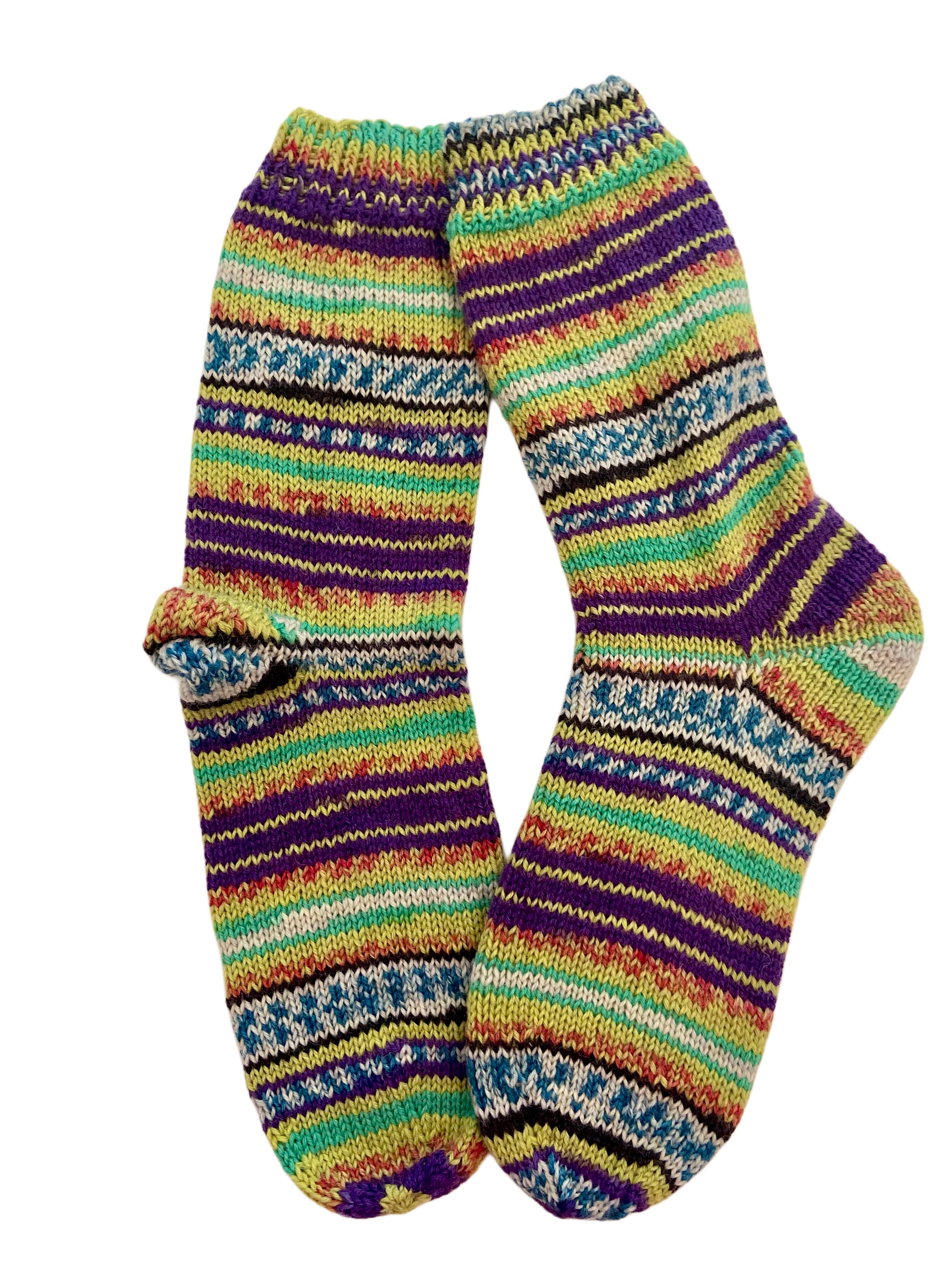 Handgestrickte Socken, Gr. 45/46, Blau, 6-fach