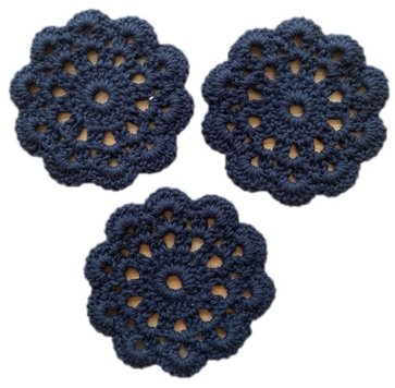 3er Set Untersetzer, Glasuntersetzer, gehäkelt, HANDARBEIT
