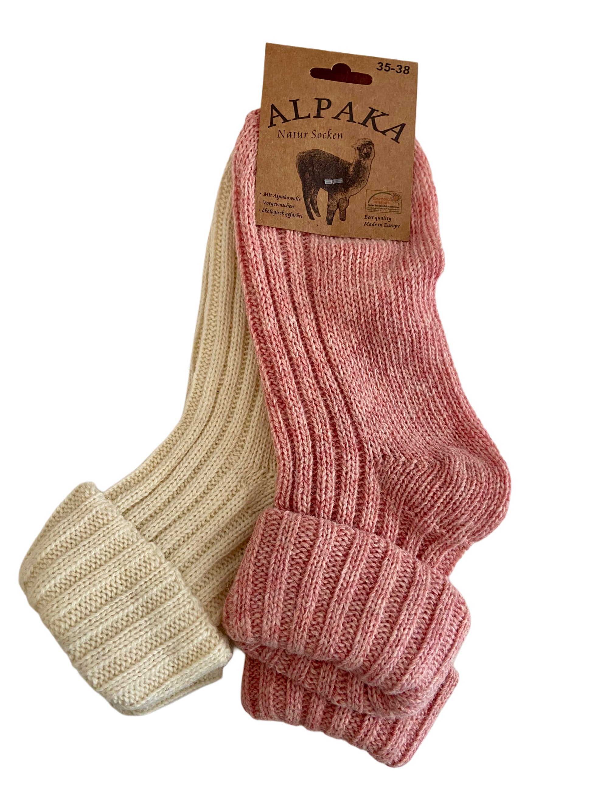 Umschlag-Söckchen mit Alpakawolle, Trendfarben, 2Paar