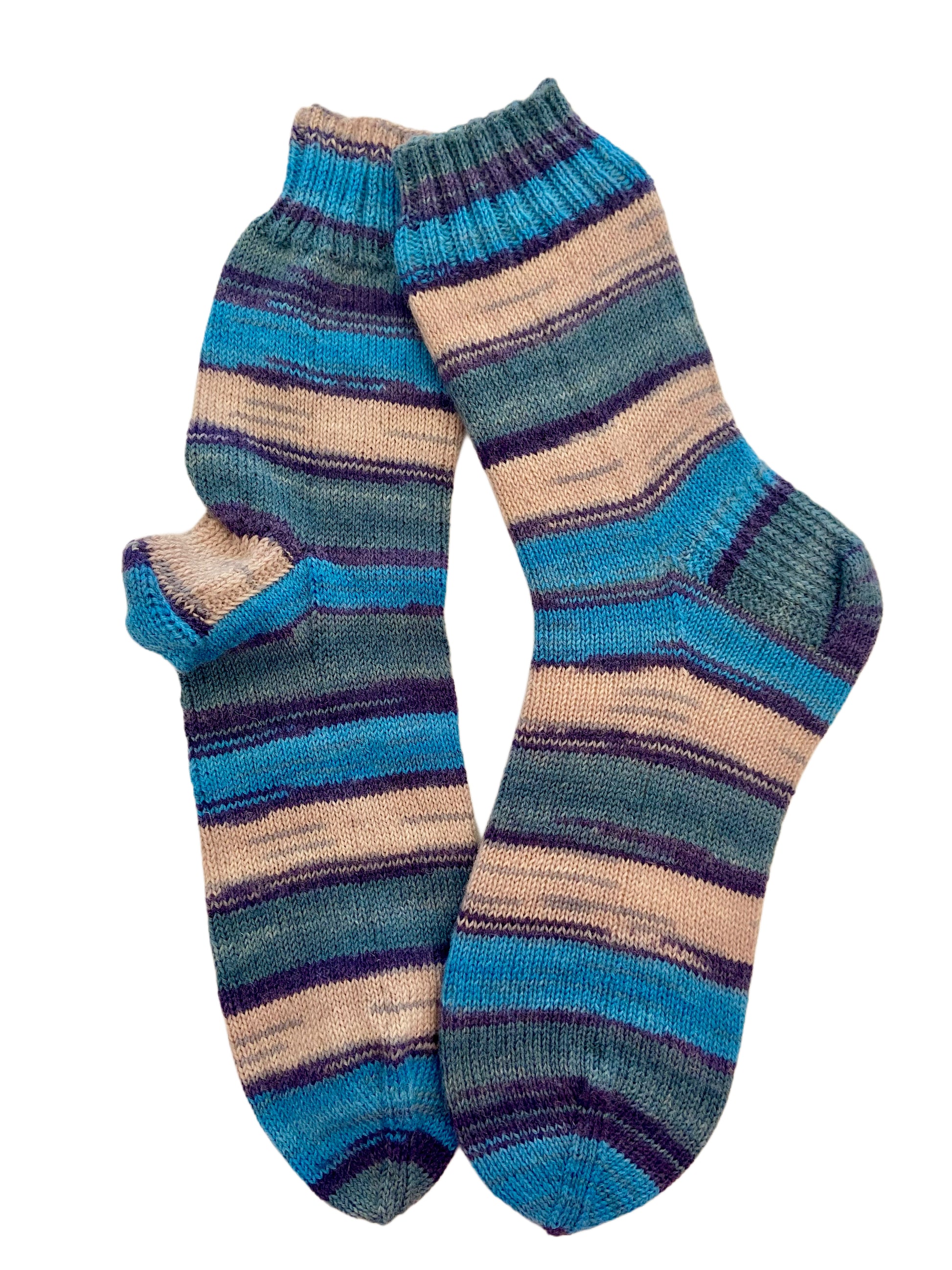 Handgestrickte Socken, Gr. 45/46, Blau