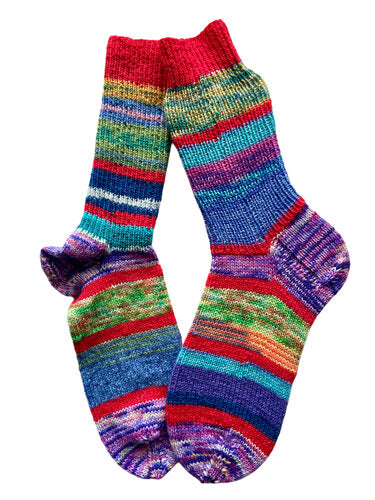 Handgestrickte Socken, Gr. 41/42, Bunt