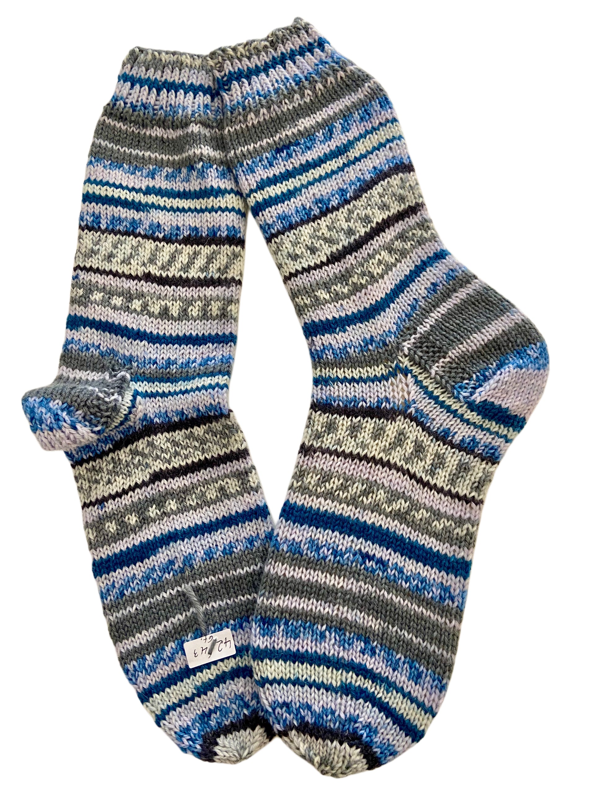 Handgestrickte Socken, Gr. 42/43, 6-fach