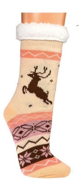 Hüttensocken Extra-Flauschig mit ABS, Rentier, ONE SIZE Damen