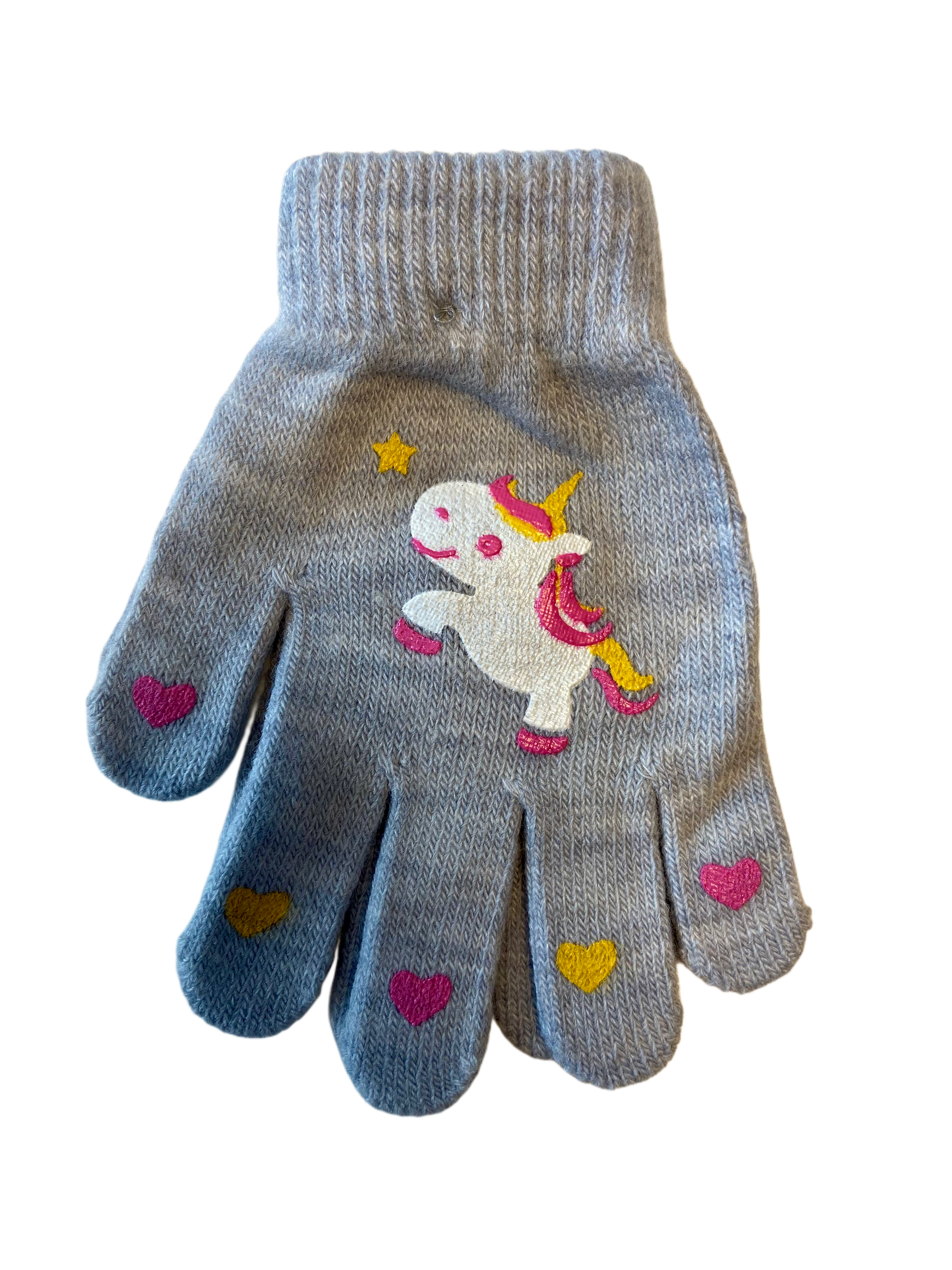 Gestrickte Kinderhandschuhe mit Einhornmotiv