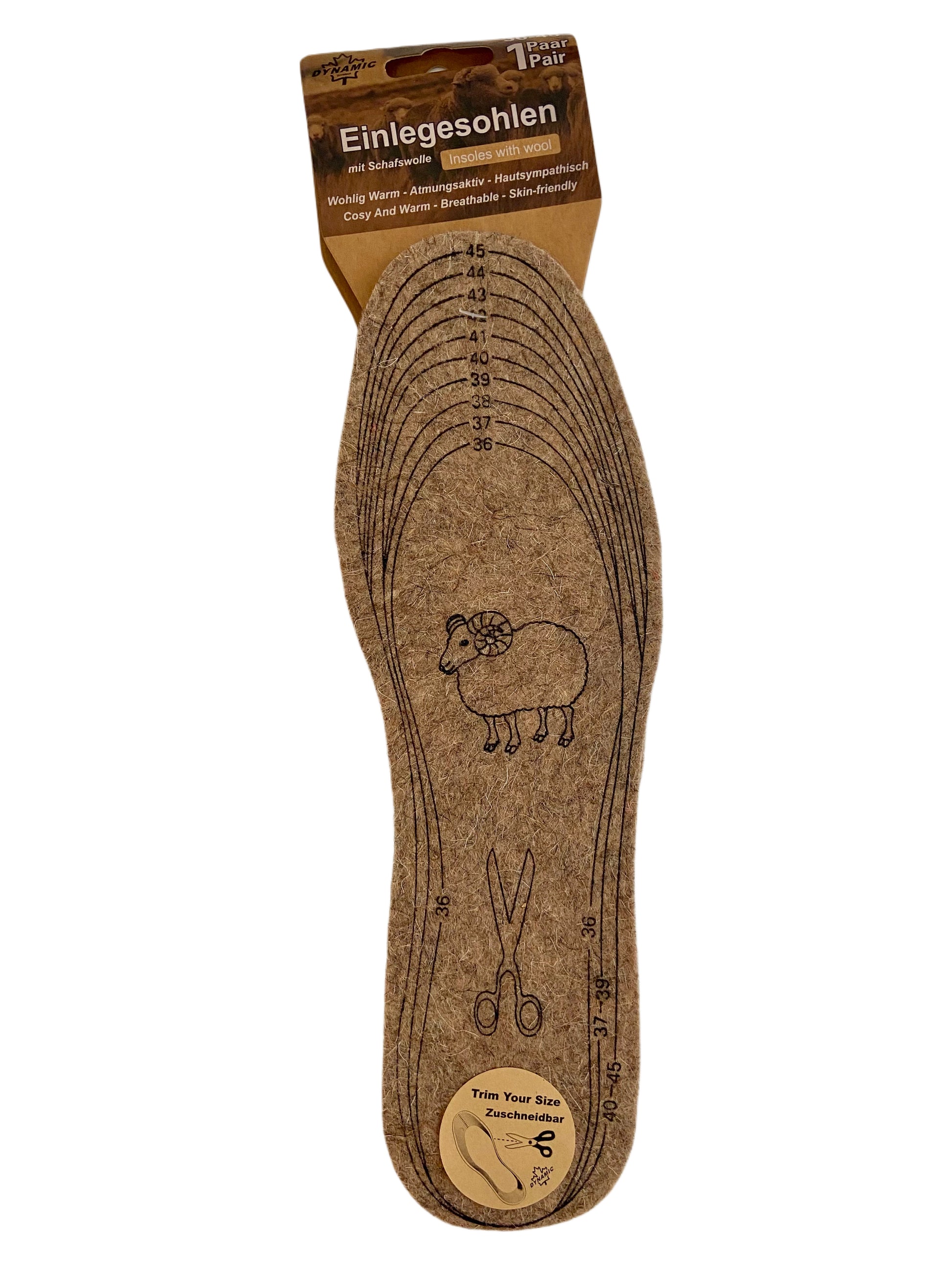 Einlegesohlen mit Schafwolle, Gr. 36-45