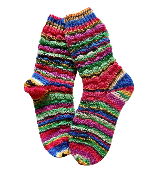 Handgestrickte Socken, Gr. 36/37, 6-fach