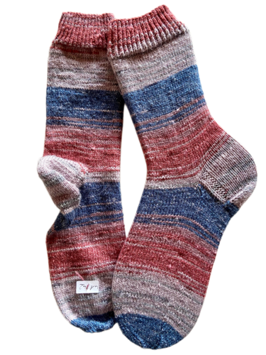Handgestrickte Socken mit MERINO, SEIDE und LEINEN, Gr. 41/42