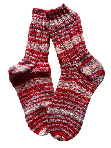 Handgestrickte Socken, Gr. 41/42, mit Silberglitzer