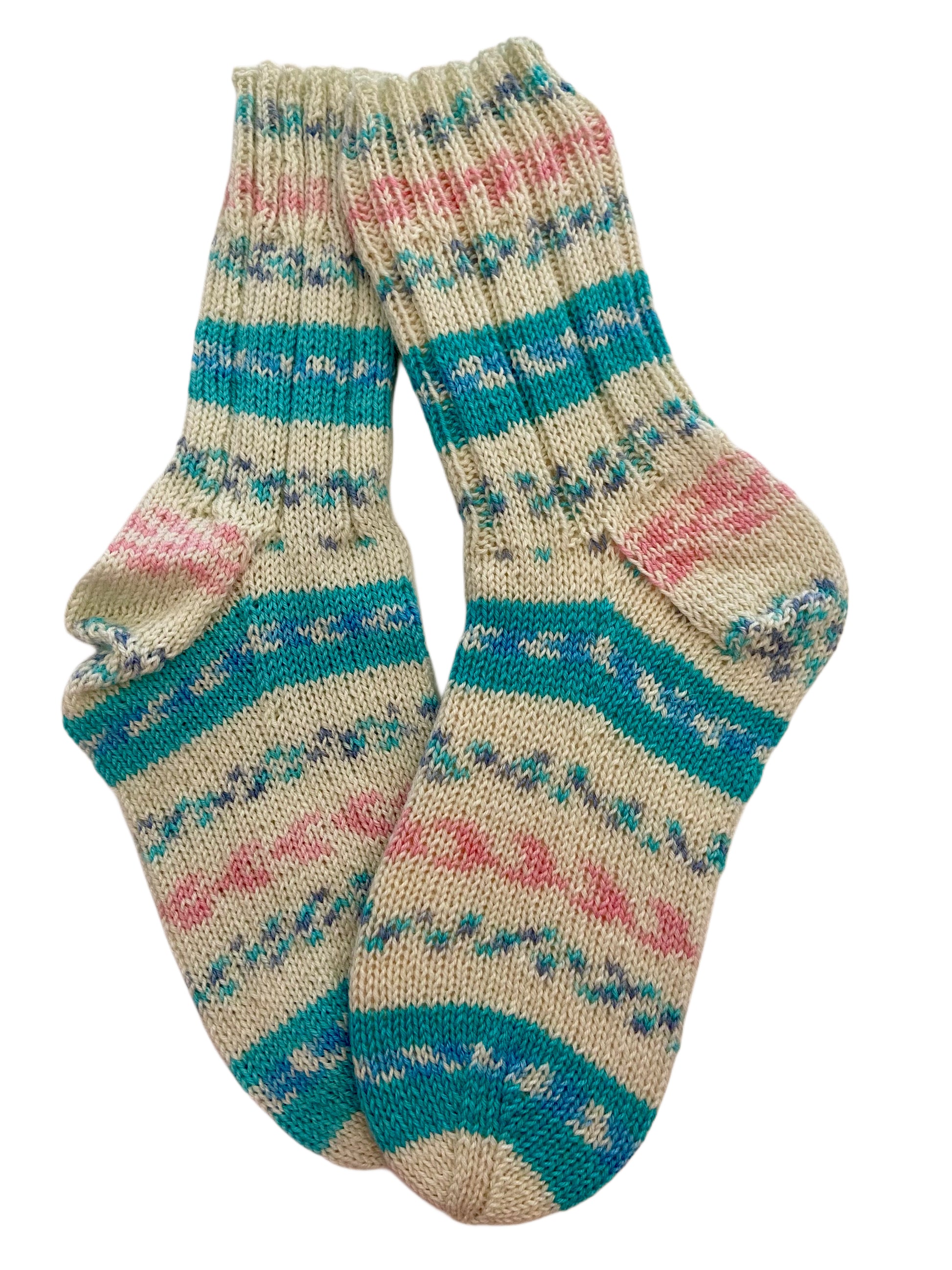 Handgestrickte Socken, Gr. 40/41, mit Viskose