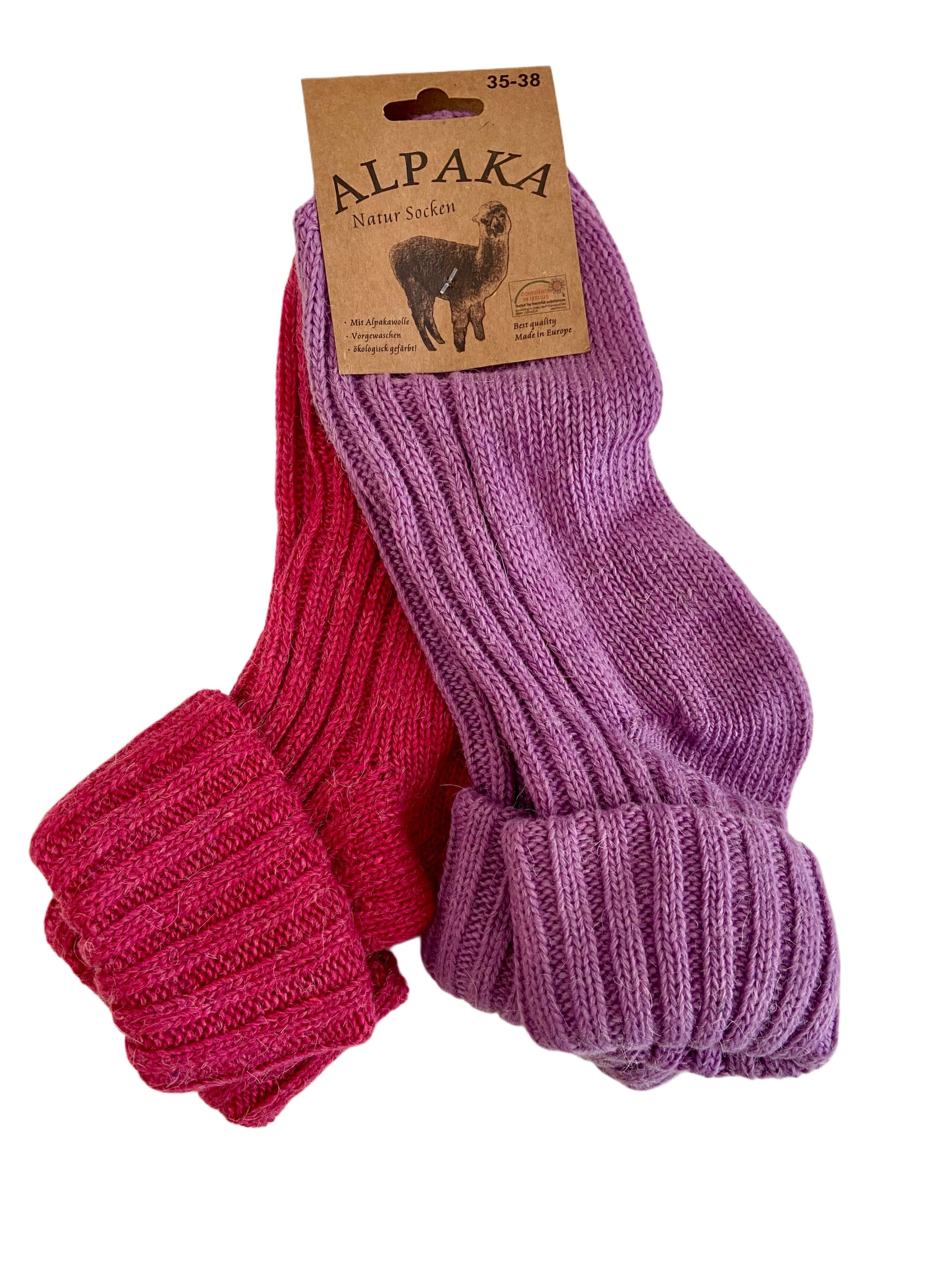 Umschlag-Söckchen mit Alpakawolle, Trendfarben, 2Paar