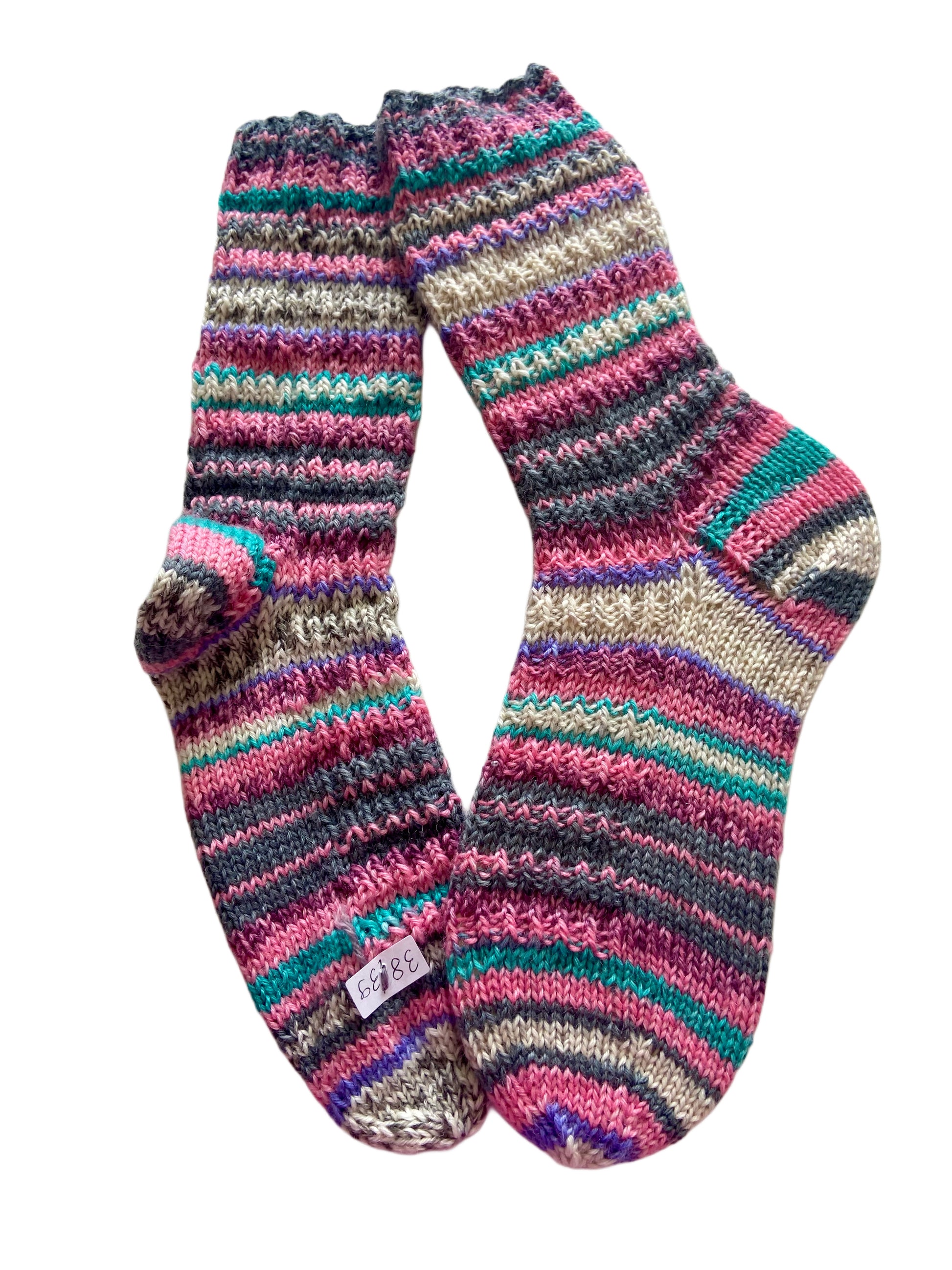 Handgestrickte Socken, Gr. 38/39, 6-fach