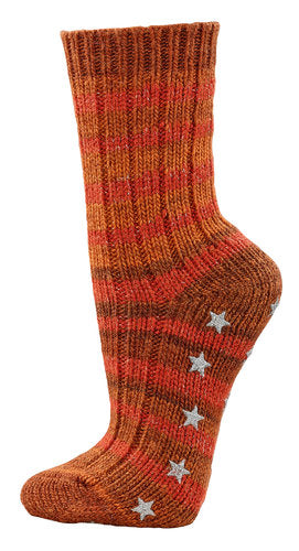 Warme Haussocken wie handgestrickt mit ABS-Druck "Sterne