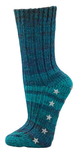 Warme Haussocken wie handgestrickt mit ABS-Druck "Sterne