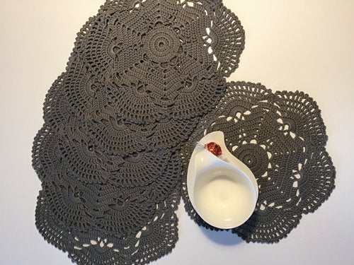 Platzdeckchen 2tlg. Set, gehäkelt, HANDARBEIT