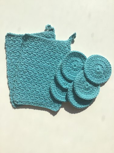 Abschminkset 8tlg., gehäkelt, umweltfreundlich, HANDARBEIT