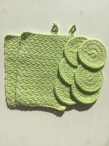 Abschminkset 8tlg., gehäkelt, umweltfreundlich, HANDARBEIT