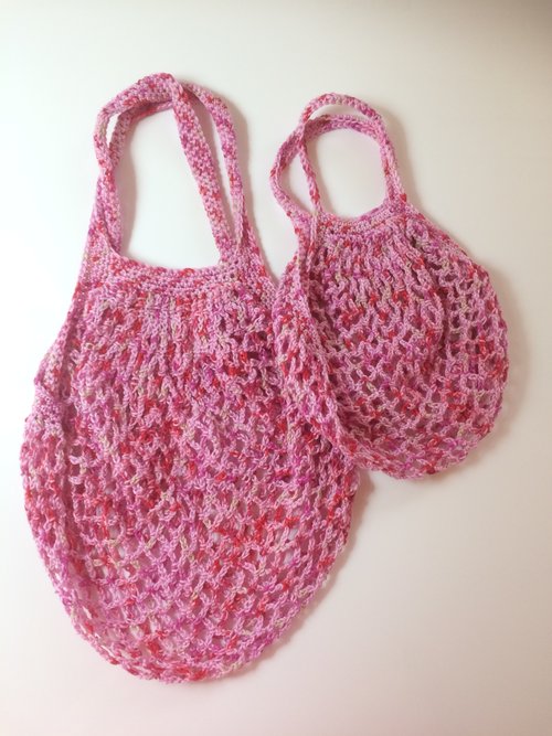 Einkaufsnetz "Eltern und Kind", gehäkelt, HANDARBEIT