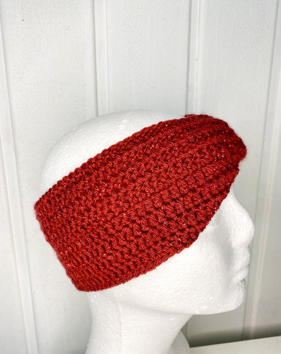 Stirnband mit Twist, gehäkelt, HANDARBEIT, mit Glitzer
