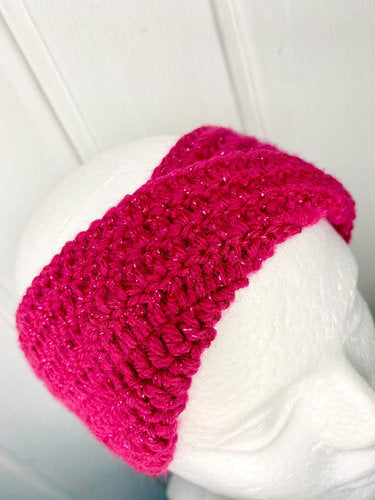 Stirnband mit Twist, gehäkelt, HANDARBEIT, mit Glitzer